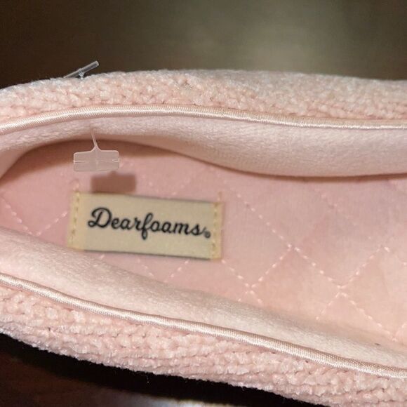 NWT Dearfoams women pink velvet slippers Medium - Picture 7 of 7